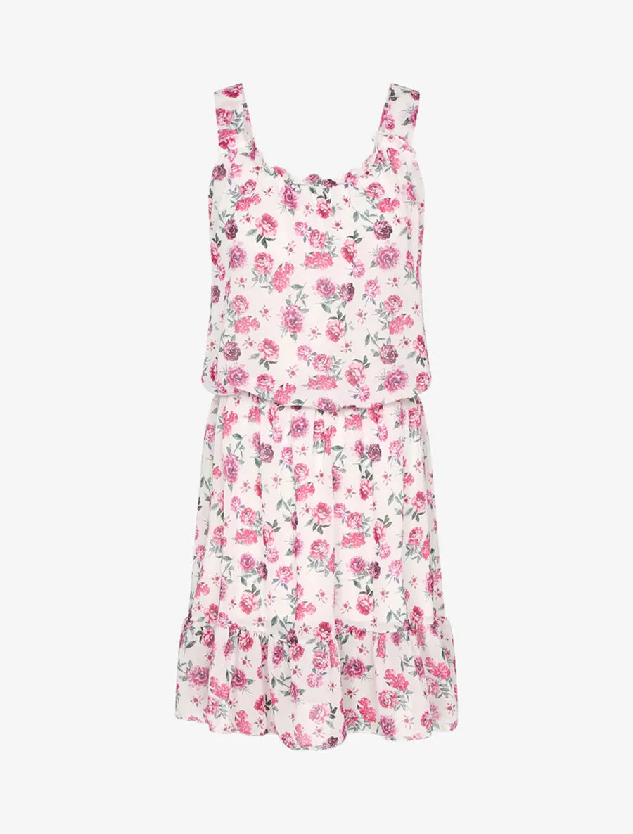 Robe dos nu à bretelles croisées - Blanc/rose