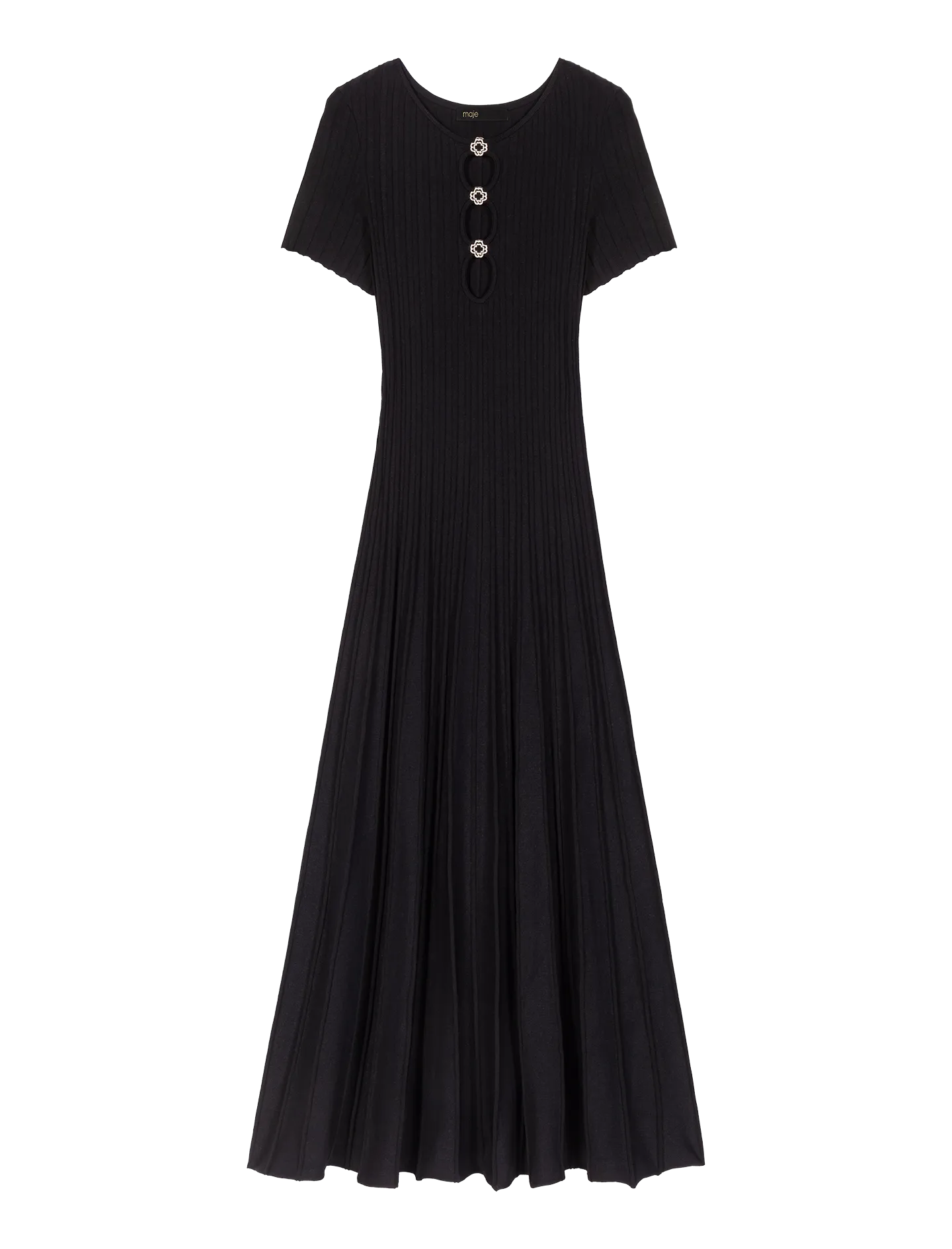 ROBE MIDI AJUSTéE COL ROND BORDS-CôTES - MAJE pour FEMME | Printemps