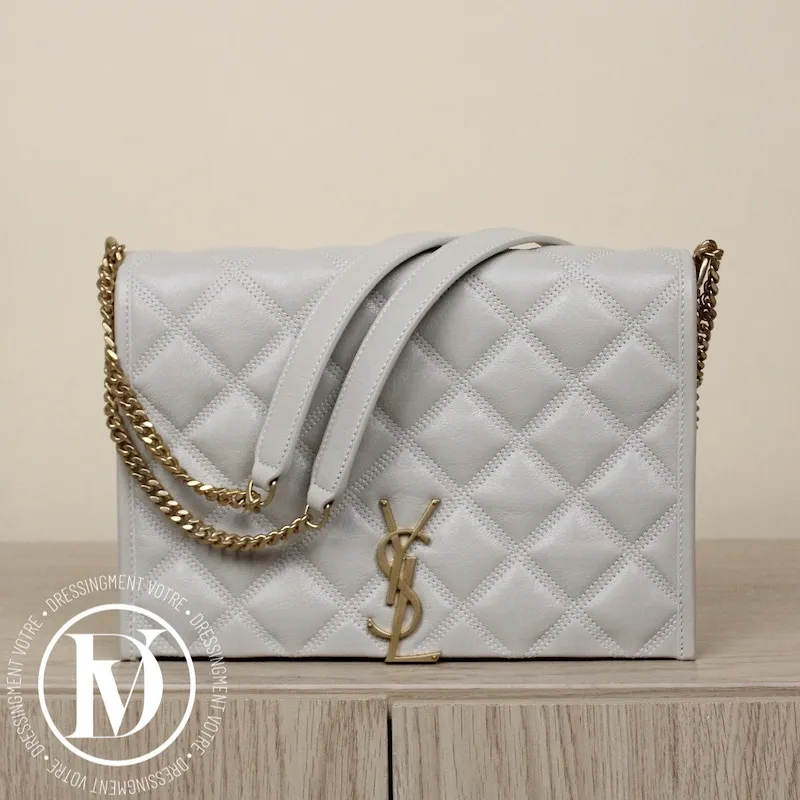 Sac Becky médium en cuir blanc cassé – Saint Laurent