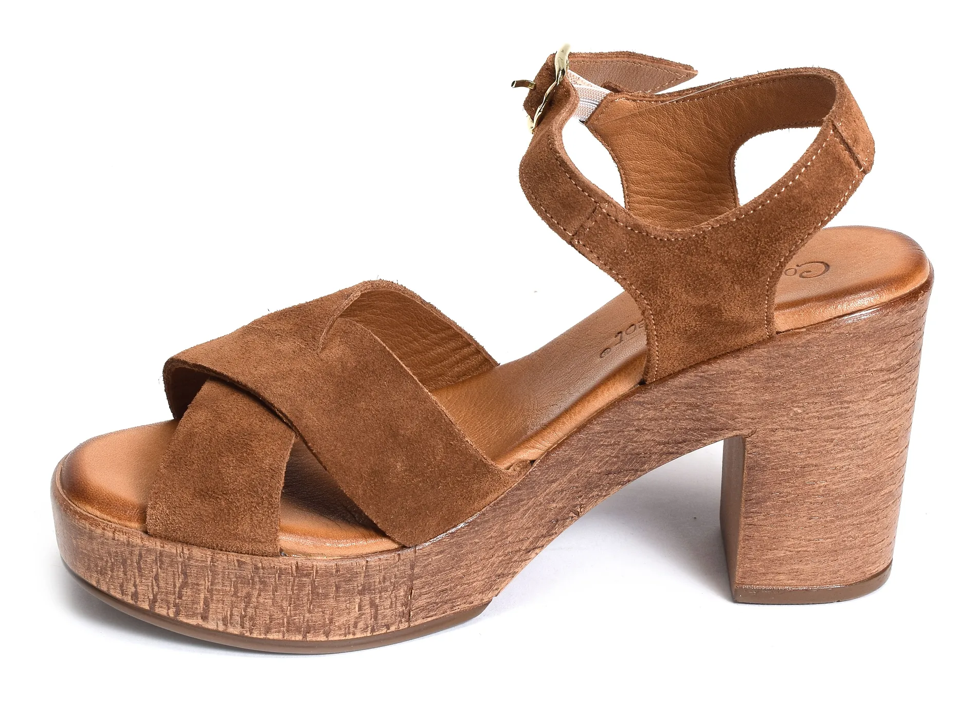 sandales a talon Coco abricot  Musieges camel 