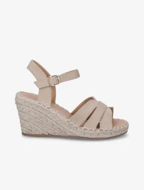 Sandales compensées à triple brides - Beige foncé