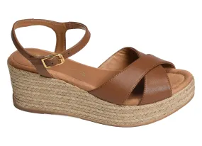 sandales compensees Unisa  Kira camel 