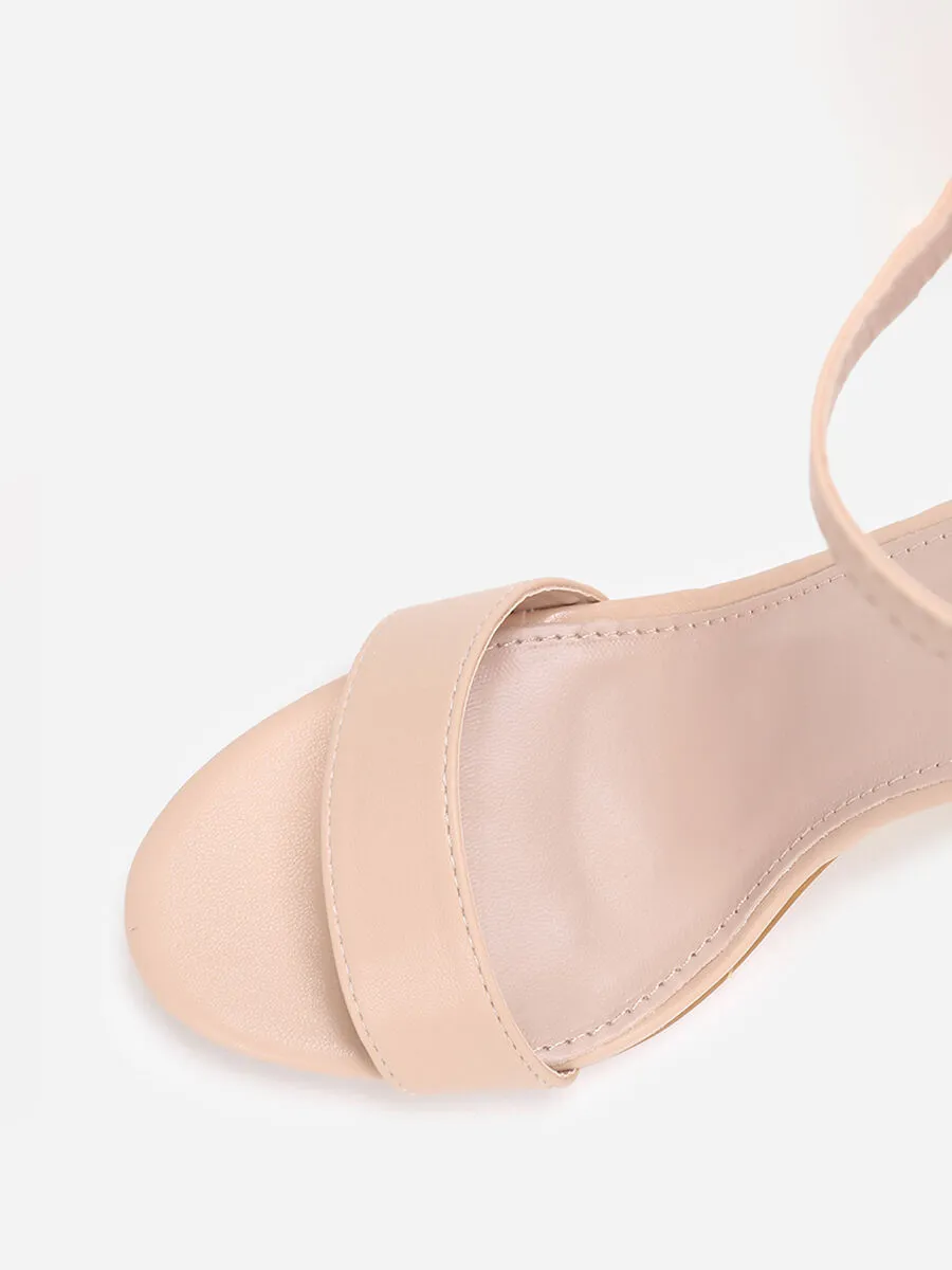 Sandales en simili à bout arrondi- Beige
