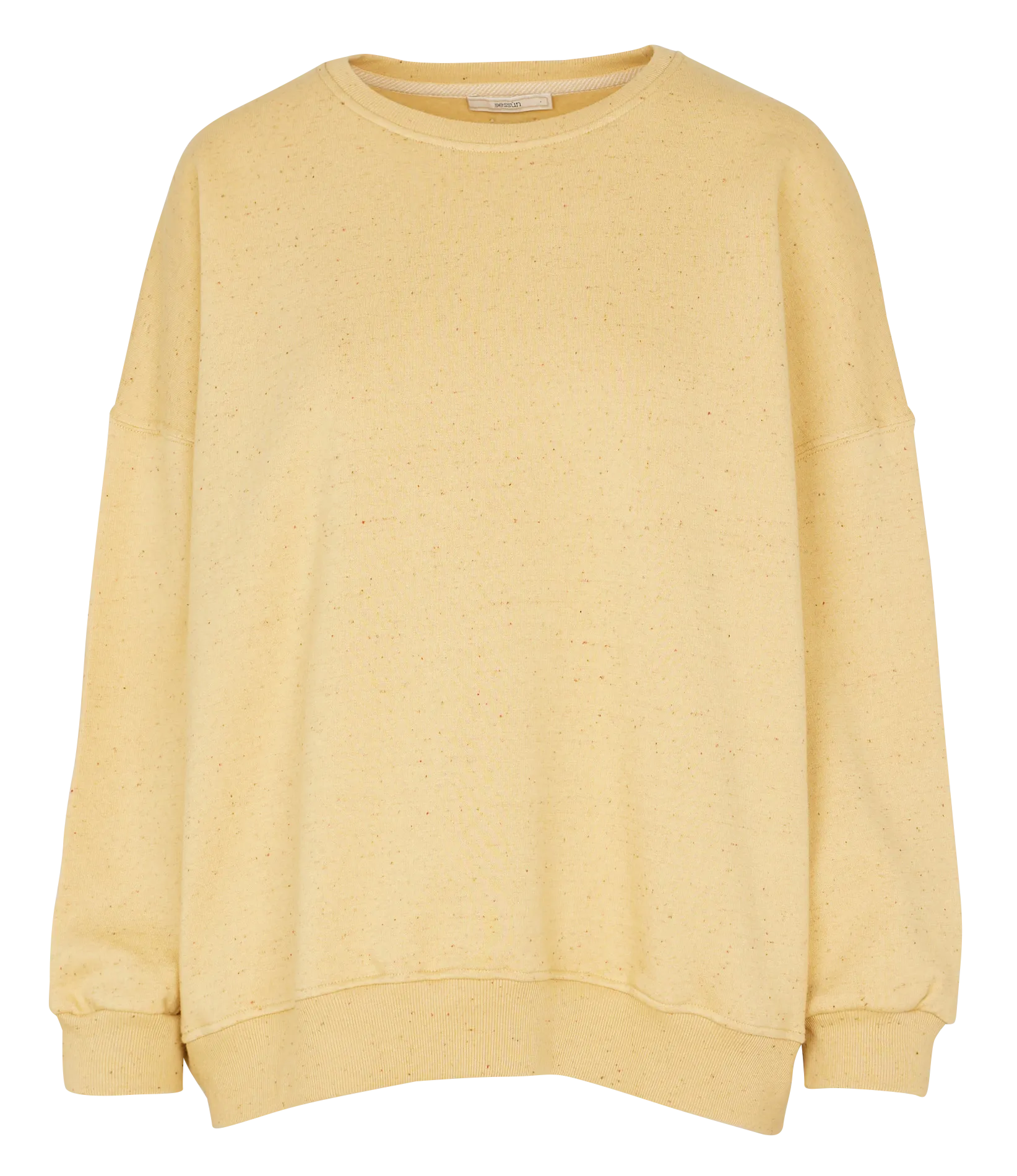 SESSUN  Sweat ample col rond moucheté en coton bio mélangé chebbi - Jaune
