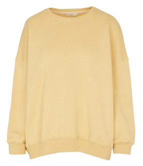 SESSUN  Sweat ample col rond moucheté en coton bio mélangé chebbi - Jaune