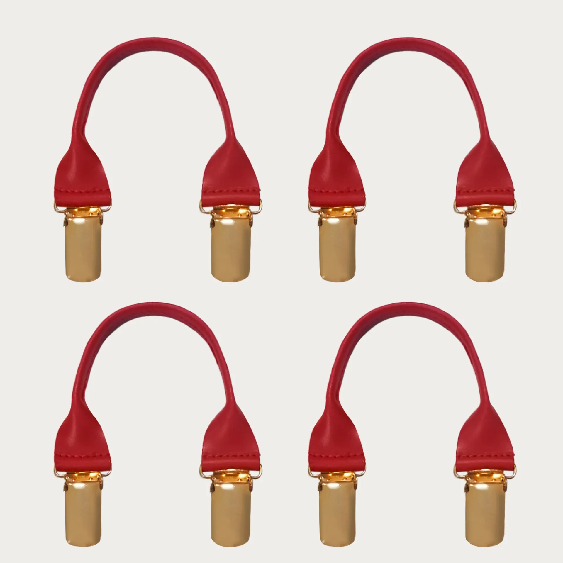 Set boutonnières rouge en cuir avec clips or, 4 pièces