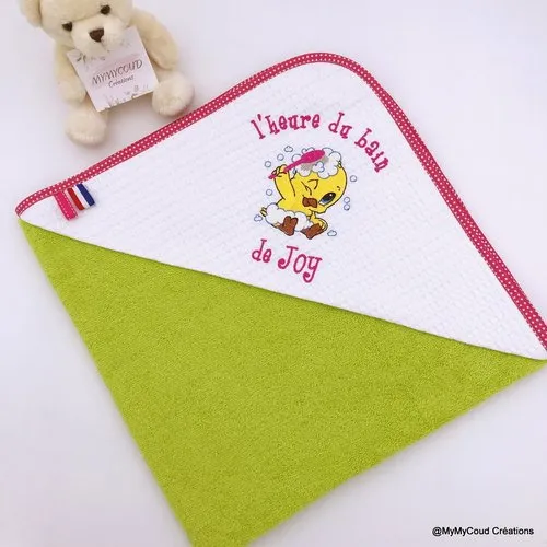 Sortie de bain / cape de bain bébé personnalisée poussin