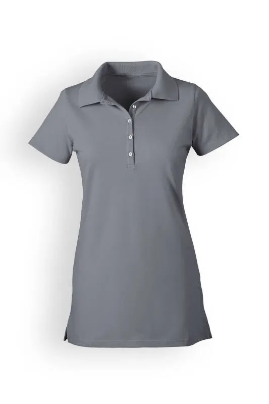 T-shirt long Stretch Femme - Col polo gris granit