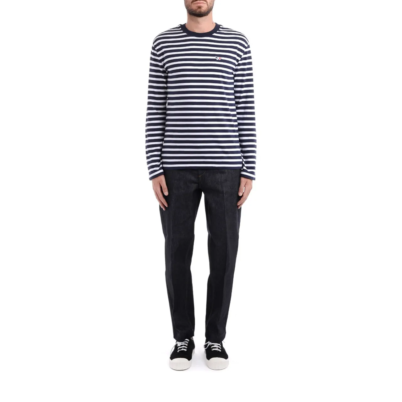 T-shirt Maison Kitsuné Marin rayé bleu et blanc