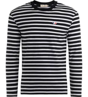 T-shirt Maison Kitsuné Marin rayé noir et blanc