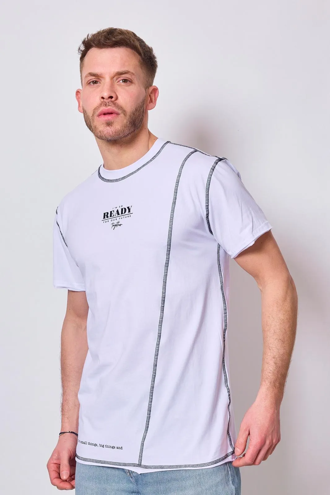 T-shirt manches courtes effet cousu