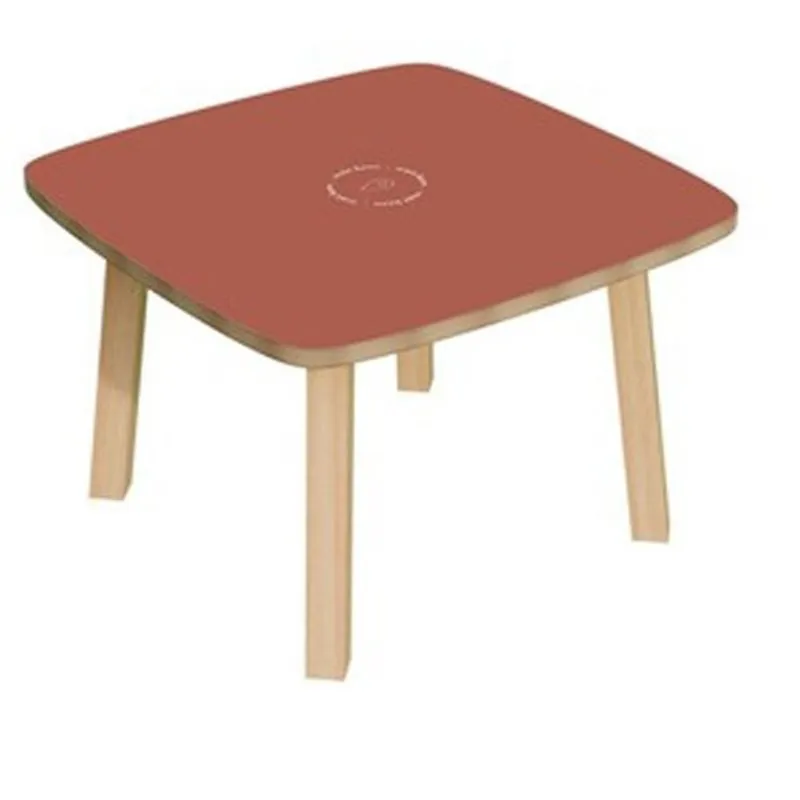 Table basse en bois massif piètement hêtre et plateau rouge