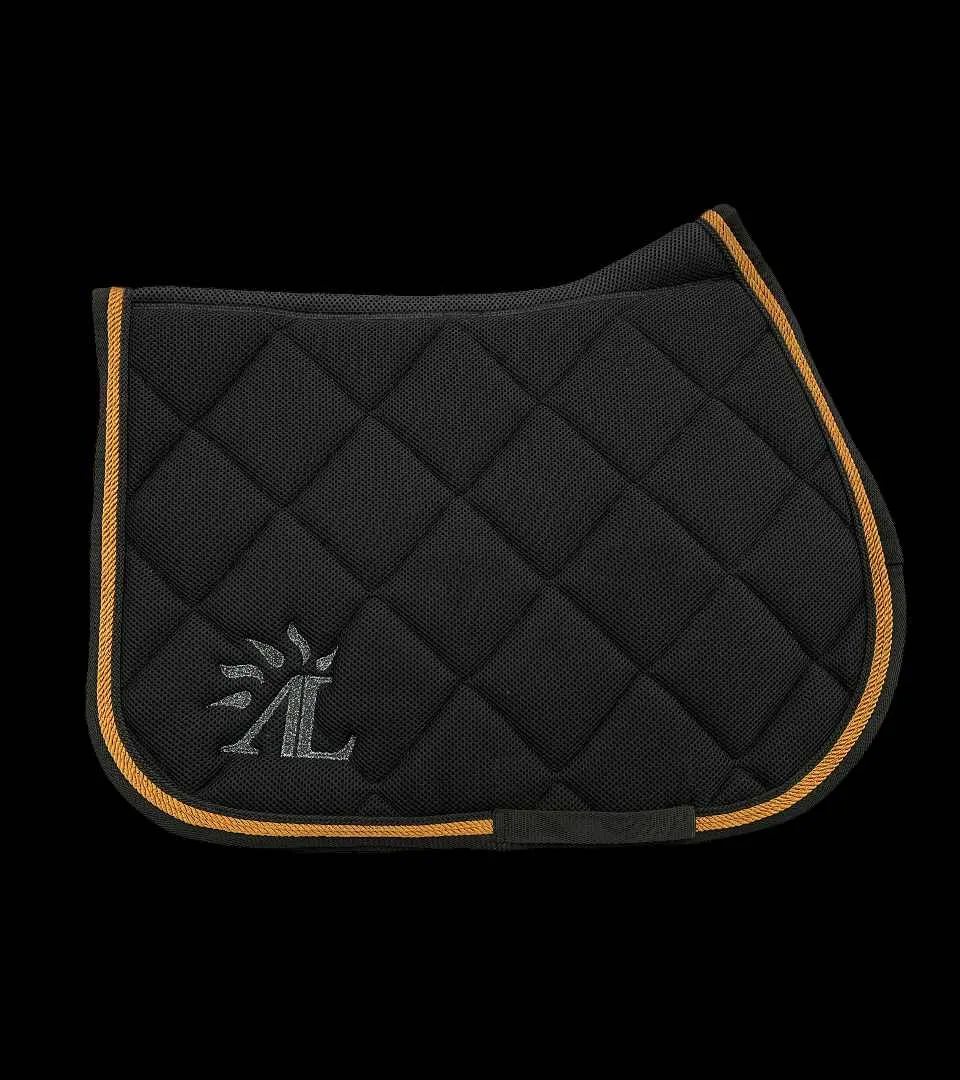 Tapis de Selle Mesh Noir, 3 Cordes Cuivre & Noir, Logo Pailleté
