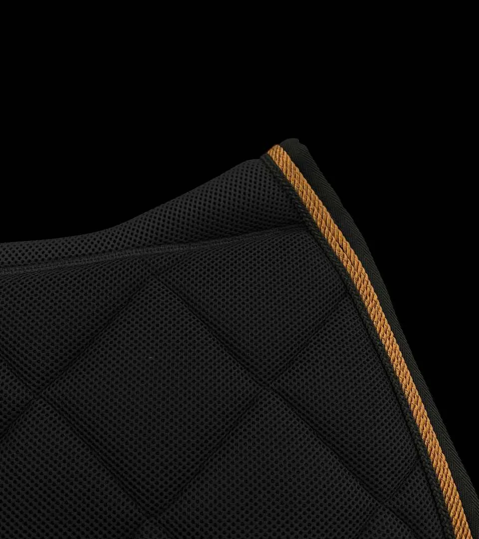 Tapis de Selle Mesh Noir, 3 Cordes Cuivre & Noir, Logo Pailleté