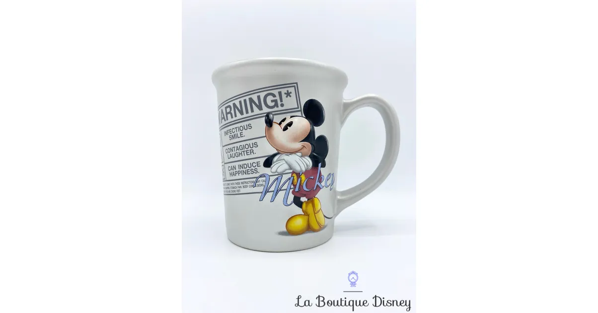 Tasse Mickey Mouse WARNING Disneyland Paris mug Disney gris relief 3D