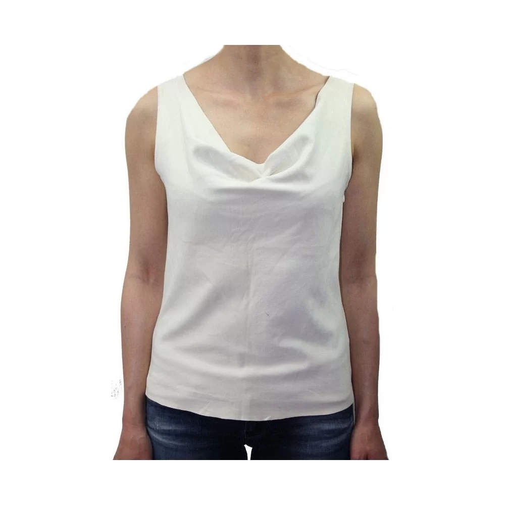 Tee shirt cuir femme agneau velours blanc cassé à l'avant et agneau cuir blanc à l'arrière modèle Ornella