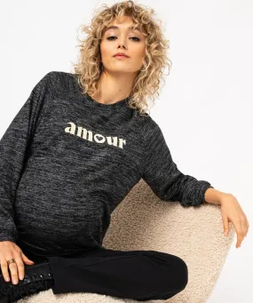 Tee-shirt de grossesse avec zips sur les côtés gris