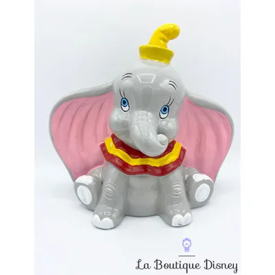 Tirelire céramique Dumbo Disney Store vintage éléphant gris 25 cm