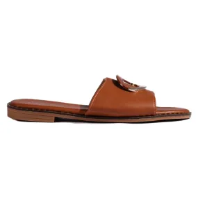 Tongs plates femme camel brun