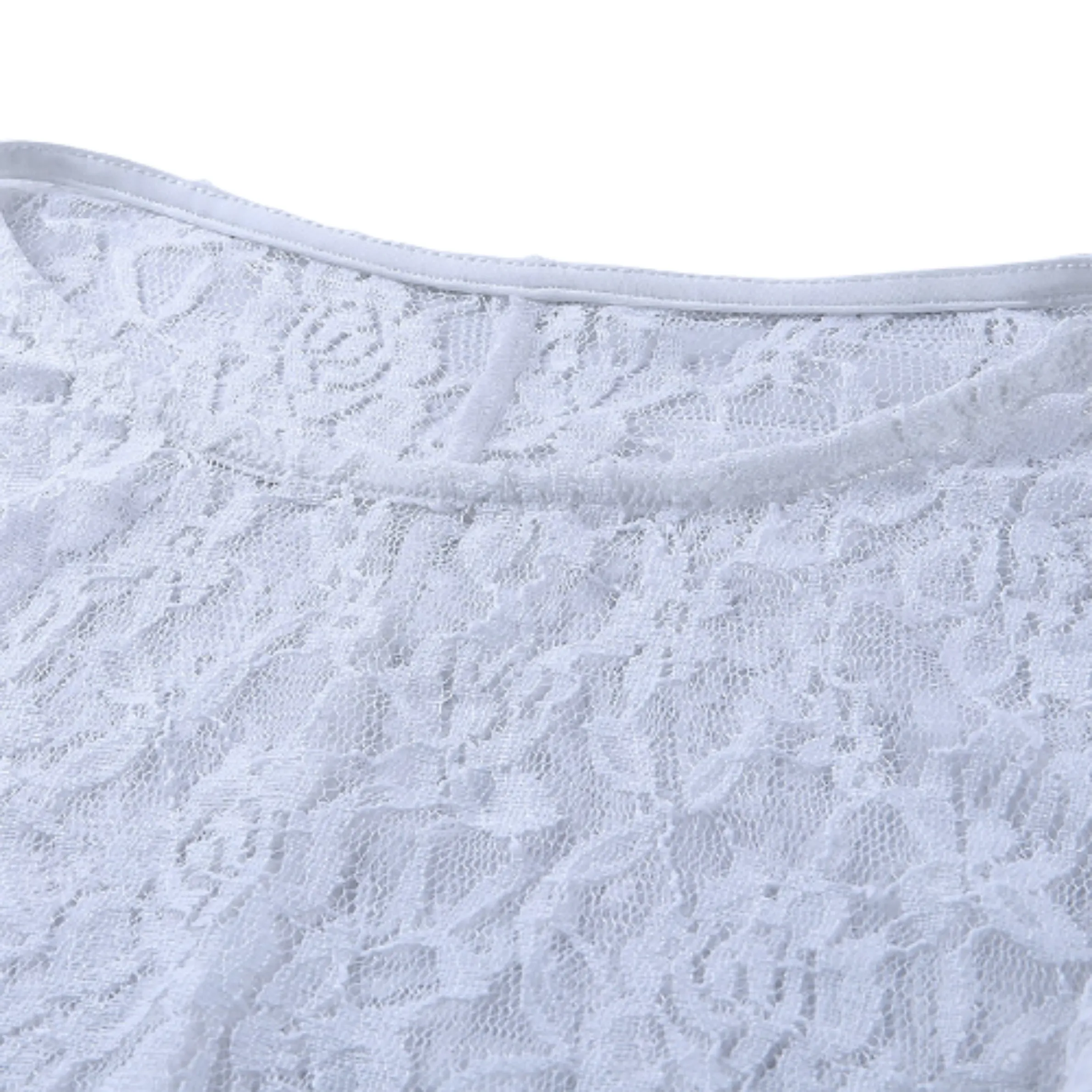 Top Manches Longues Dentelle Blanc