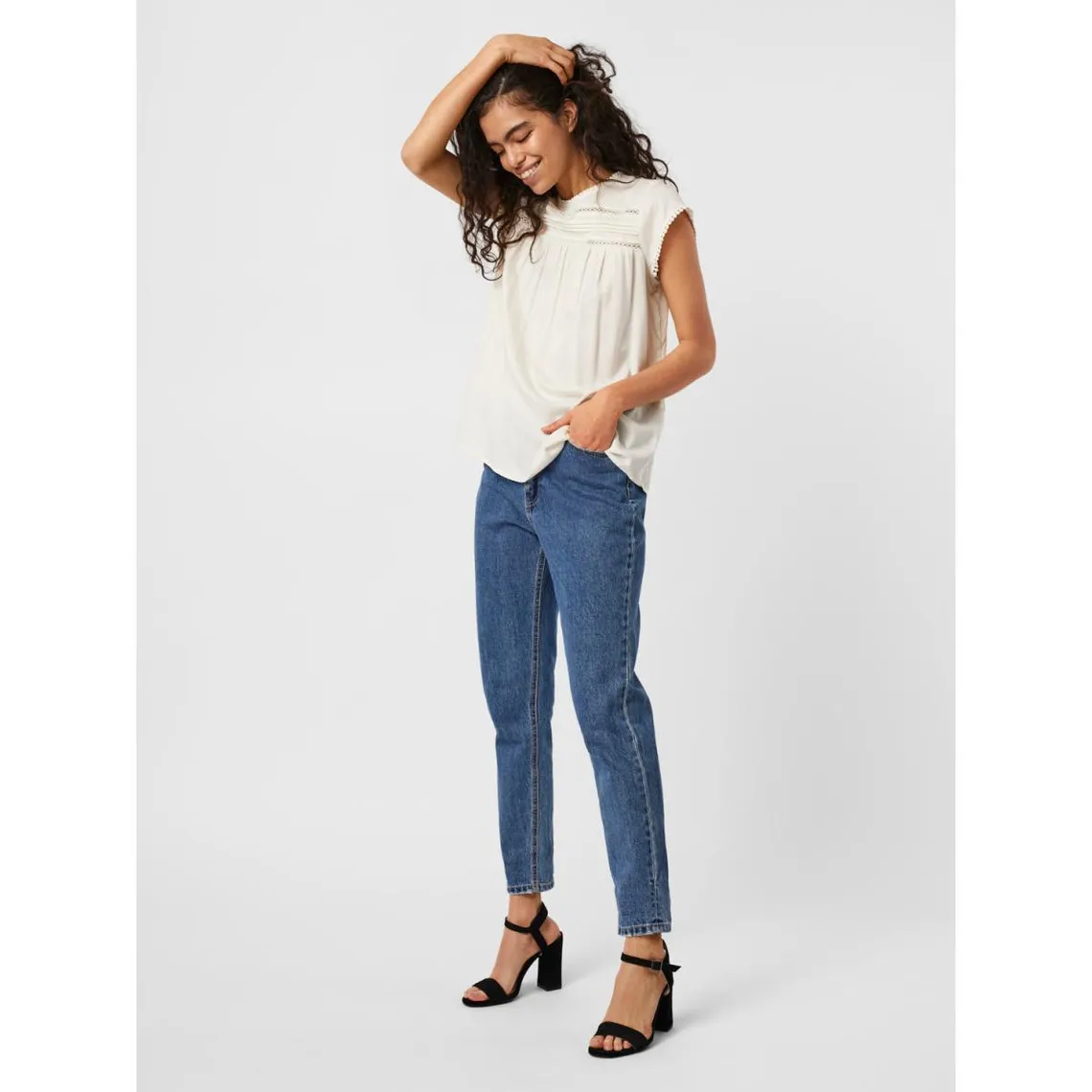 Top Regular Fit Col carré Sans manches blanc en viscose | 3 Suisses