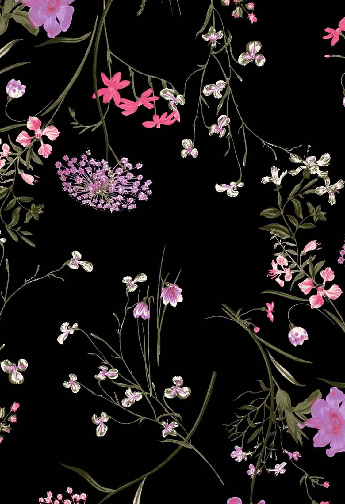 Vero Moda Tall Easy Robe Chemise Mi-Longue, noir mille fleur