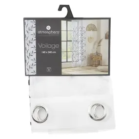 Voilage brodé ?Izzy? blanc motif vert 140x240 | 3 Suisses